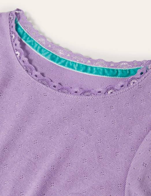 Boden vêtements aster violet filles t-shirt en pointelle ultradoux LB2X3154