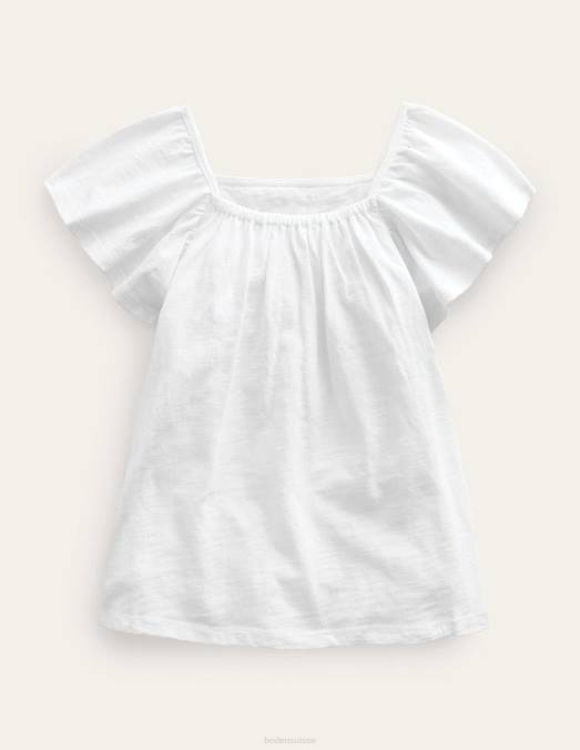 Boden vêtements blanc filles haut en jersey brodé LB2X3164