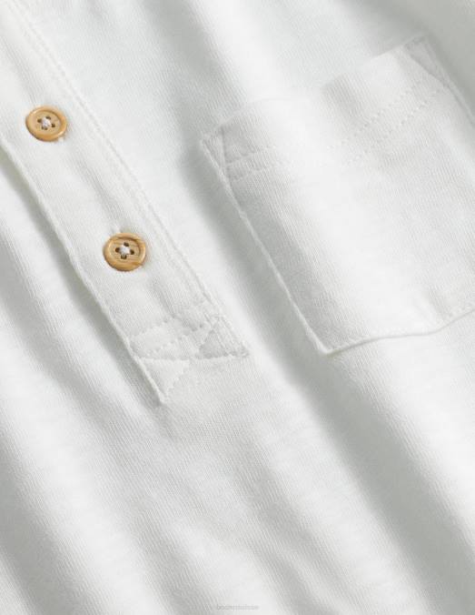 Boden vêtements blanc filles t-shirt henley à manches longues LB2X3175