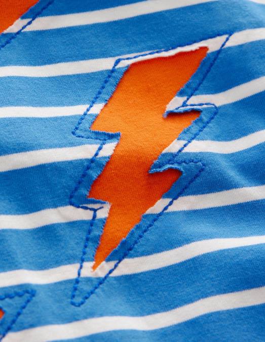 Boden vêtements bleu cabana/ivoire éclaircissant filles t-shirt à appliqué inversé LB2X3201