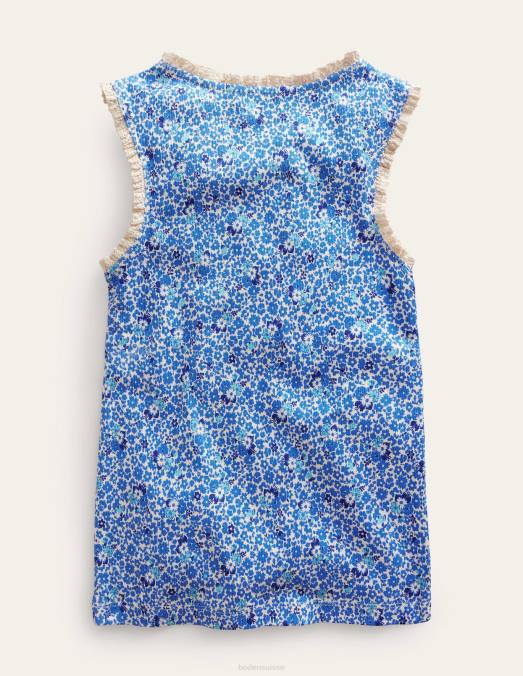 Boden vêtements bleu cabanon floral filles gilet en jersey LB2X3086
