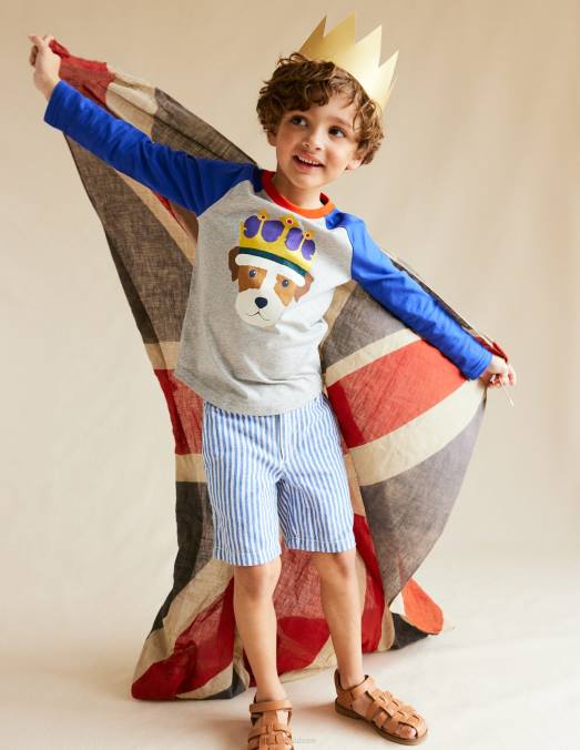 Boden vêtements bleuissement/gris chiné filles t-shirt du couronnement LB2X3098