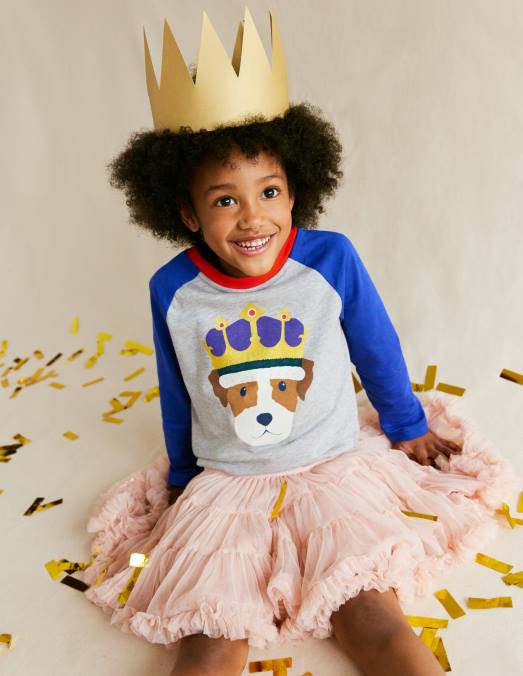 Boden vêtements bleuissement/gris chiné filles t-shirt du couronnement LB2X3098