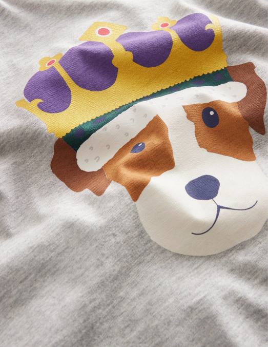 Boden vêtements bleuissement/gris chiné filles t-shirt du couronnement LB2X3098