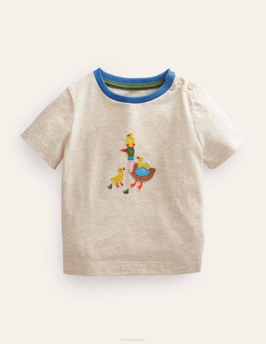 Boden vêtements canards ivoire filles t-shirt à appliqué LB2X3104