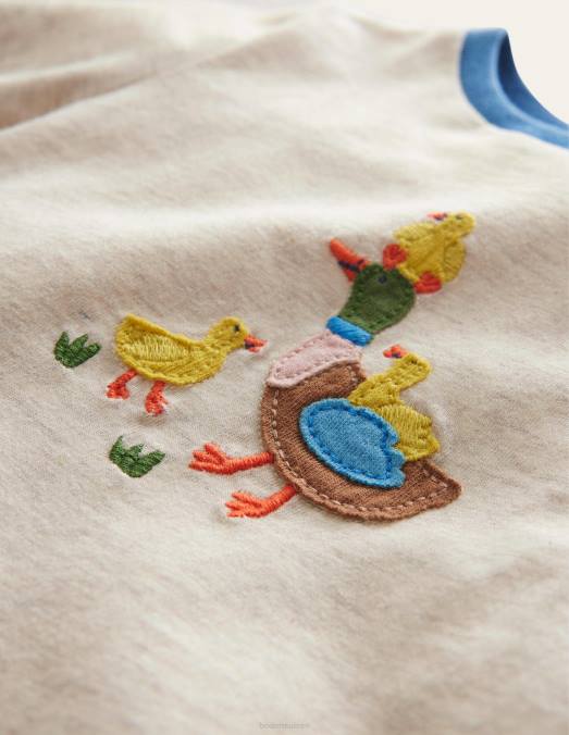 Boden vêtements canards ivoire filles t-shirt à appliqué LB2X3104