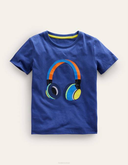 Boden vêtements casque bleu doux filles t-shirt à appliqué LB2X3199