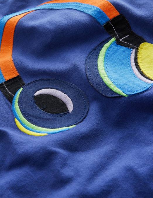 Boden vêtements casque bleu doux filles t-shirt à appliqué LB2X3199