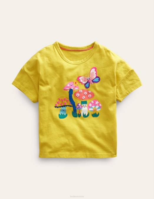 Boden vêtements champignons jaunes filles t-shirt imprimé LB2X3008