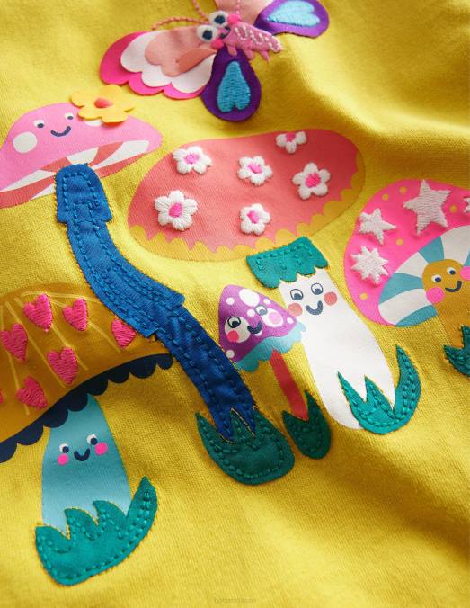 Boden vêtements champignons jaunes filles t-shirt imprimé LB2X3008