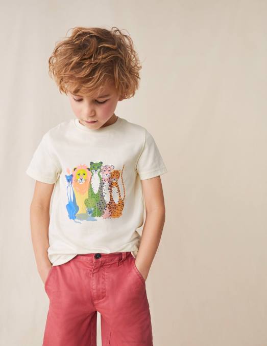 Boden vêtements chats à la gousse de vanille filles t-shirt en coton à imprimé graphique LB2X3168