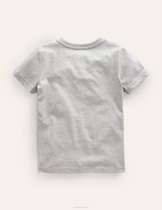 Boden vêtements chien gris chiné filles t-shirt nouveauté LB2X3211