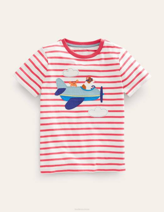Boden vêtements cochon d'inde ivoire/confiture filles t-shirt à appliqué animal LB2X3151