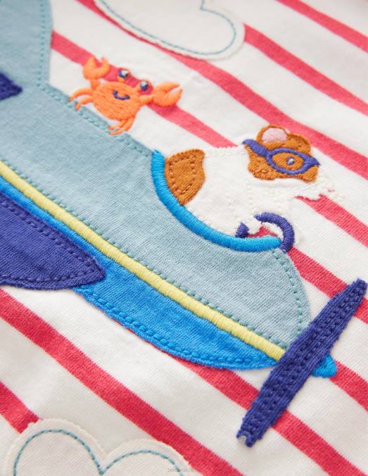 Boden vêtements cochon d'inde ivoire/confiture filles t-shirt à appliqué animal LB2X3151