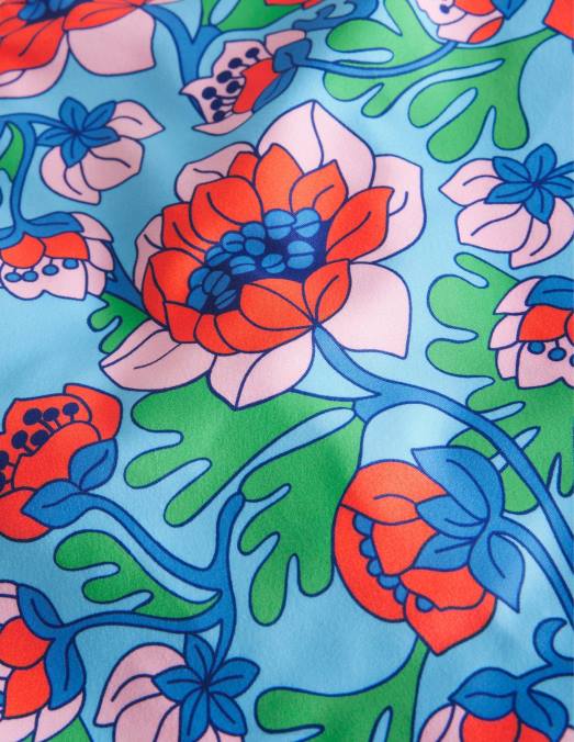 Boden vêtements coquelicot rouge le printemps floral filles haut tankini croisé dans le dos LB2X3143