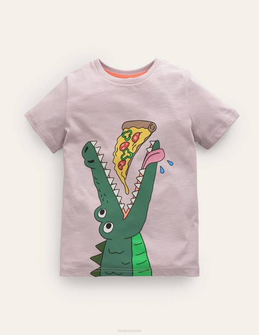 Boden vêtements crocodile rose français filles t-shirt avec logo animal drôle LB2X3157
