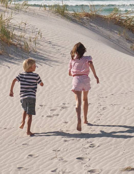 Boden vêtements écru chiné/baleine bleutée filles t-shirt du club des baleines LB2X3096