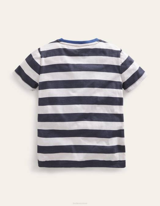 Boden vêtements écru chiné/baleine bleutée filles t-shirt du club des baleines LB2X3096