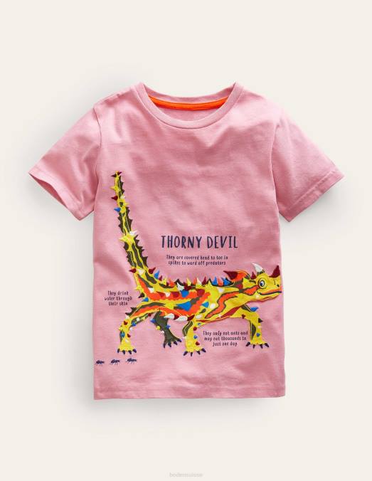 Boden vêtements diable épineux rose formica filles t-shirt faits sur les animaux LB2X3196