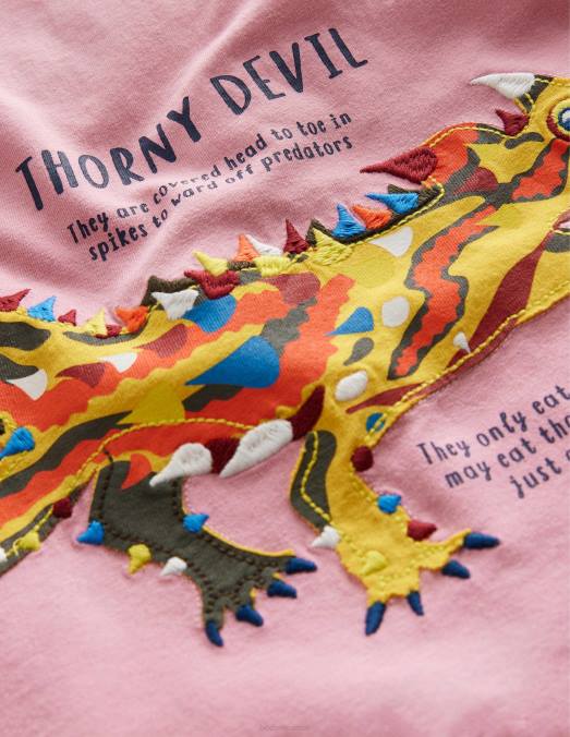 Boden vêtements diable épineux rose formica filles t-shirt faits sur les animaux LB2X3196