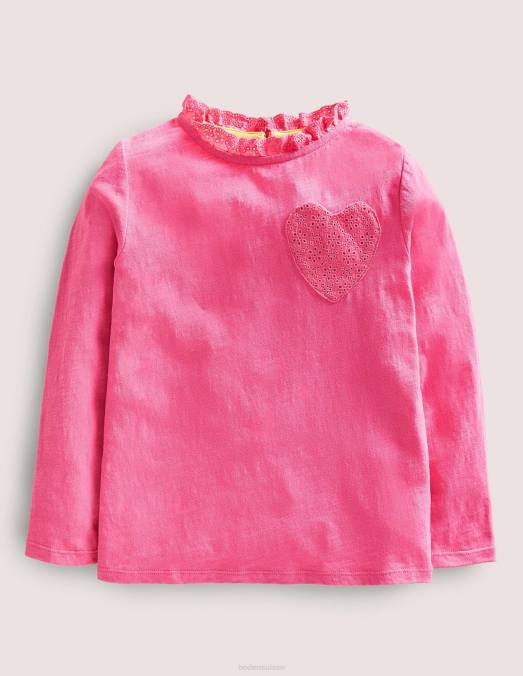 Boden vêtements doux william rose filles haut à manches longues et poche cœur LB2X2982