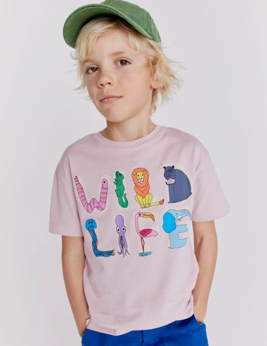 Boden vêtements faune rose française filles t-shirt graphique LB2X3011