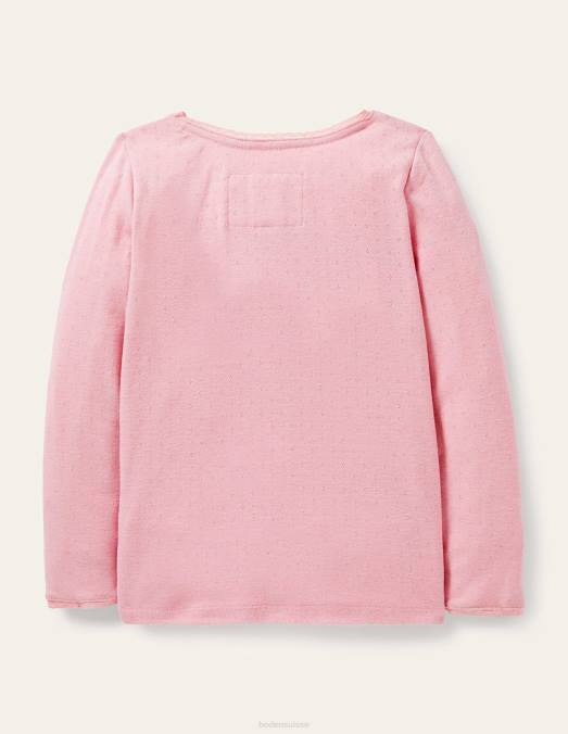 Boden vêtements formica rose filles t-shirt en pointelle ultradoux LB2X769