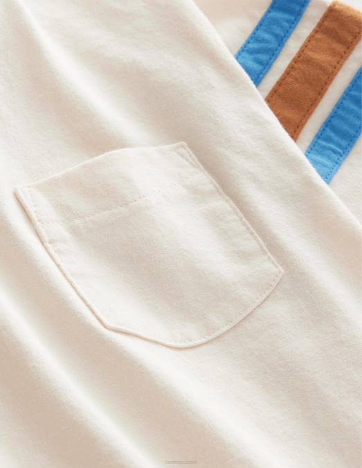 Boden vêtements gousse de vanille blanche filles t-shirt à rayures contrastées LB2X3074