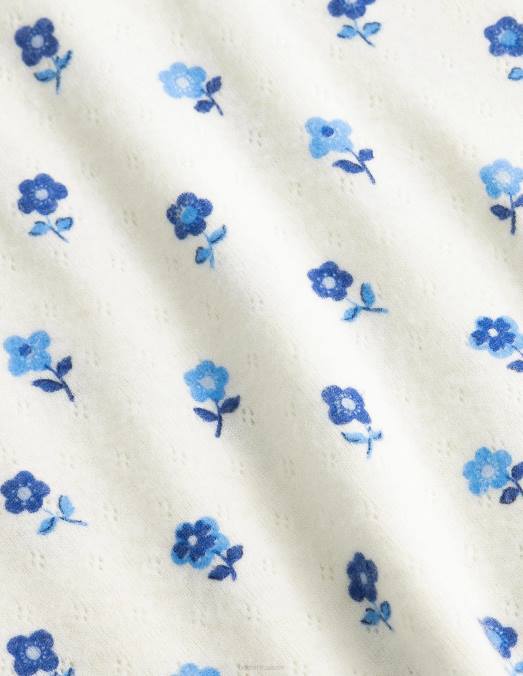 Boden vêtements gousse de vanille fleur bleue filles t-shirt en pointelle ultradoux LB2X3265