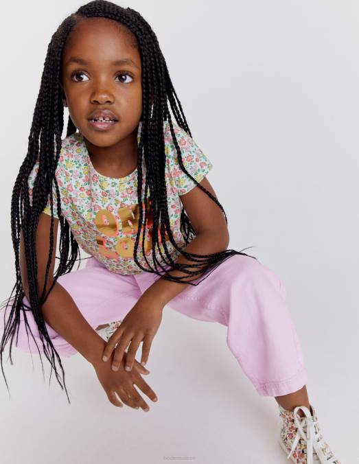 Boden vêtements gousse de vanille florale filles t-shirt à slogan imprimé LB2X2980