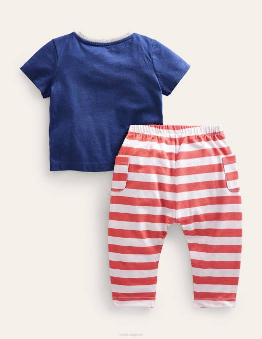Boden vêtements grenouille marine filles ensemble appliqué haut et bas LB2X3042