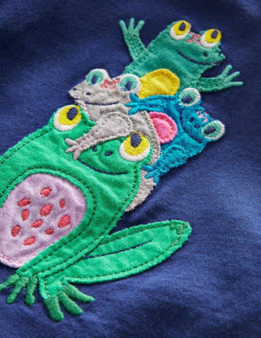 Boden vêtements grenouille marine filles ensemble appliqué haut et bas LB2X3042
