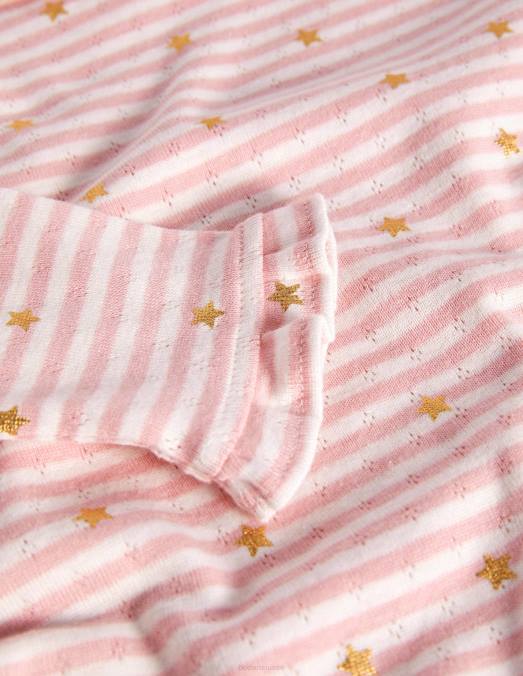 Boden vêtements ivoire/rose camée filles haut en pointelle à volants scintillants LB2X2745