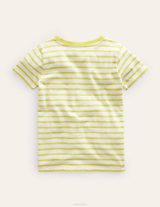 Boden vêtements jaune groseille/ivoire filles t-shirt arc-en-ciel appliqué LB2X2962