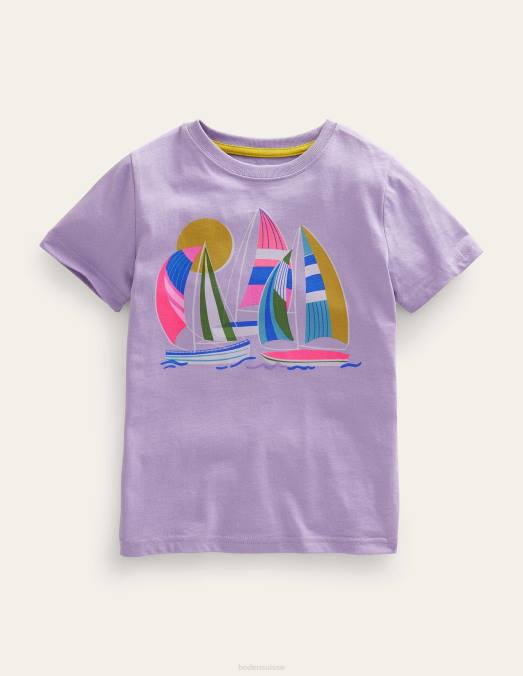 Boden vêtements lavande brumeuse filles t-shirt en coton à imprimé graphique LB2X3149