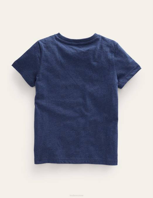 Boden vêtements marine chiné filles t-shirt imprimé LB2X3296