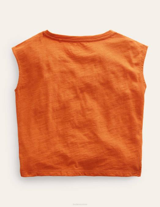 Boden vêtements marne de kumquat filles t-shirt froncé sur le devant LB2X2888