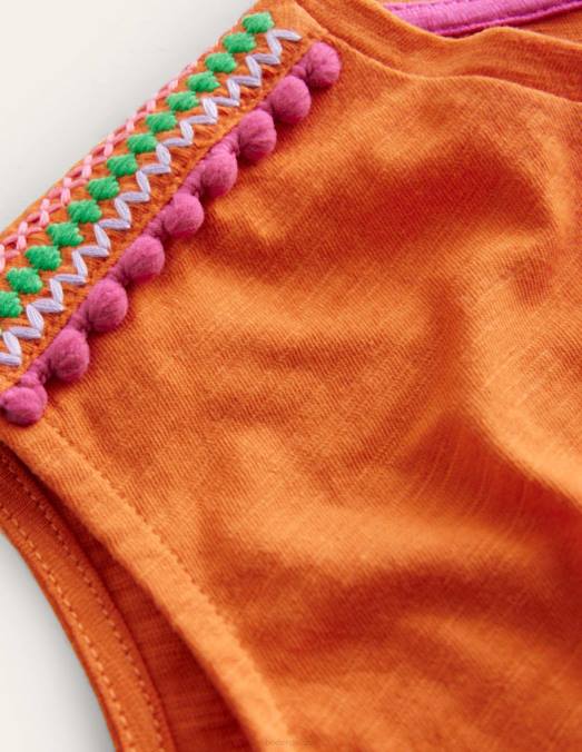 Boden vêtements marne de kumquat filles t-shirt froncé sur le devant LB2X2888