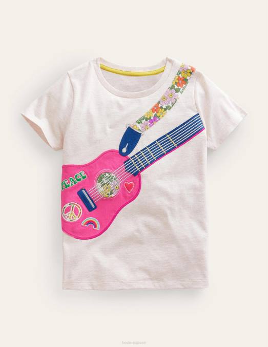Boden vêtements marne à l'avoine filles t-shirt appliqué devant et derrière LB2X755