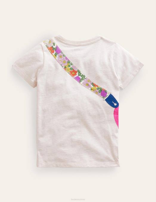 Boden vêtements marne à l'avoine filles t-shirt appliqué devant et derrière LB2X755