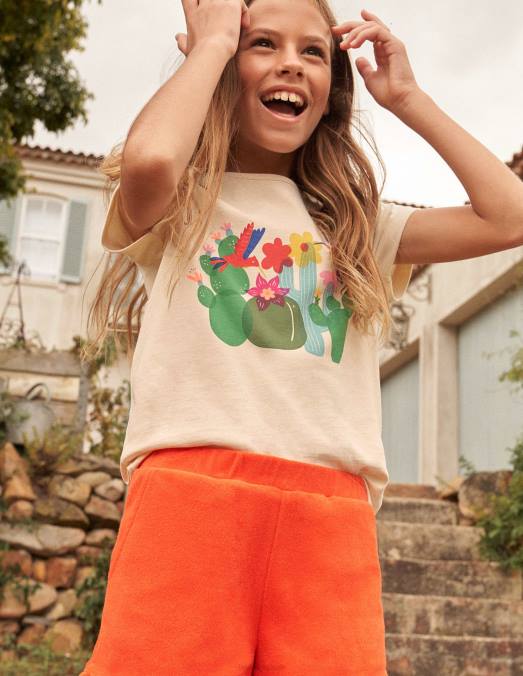 Boden vêtements oiseaux crème du Dorset filles t-shirt imprimé LB2X3185