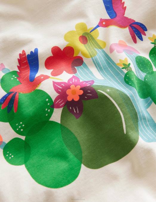 Boden vêtements oiseaux crème du Dorset filles t-shirt imprimé LB2X3185