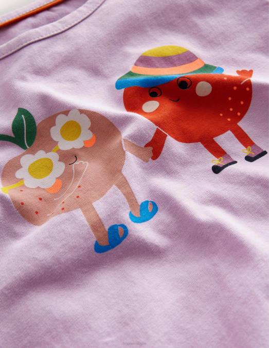 Boden vêtements pêches violettes aux pois de senteur filles t-shirt imprimé LB2X3289