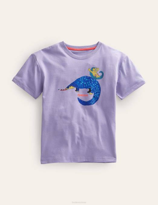 Boden vêtements pangolin brumeux de lavande filles t-shirt décontracté imprimé LB2X3062