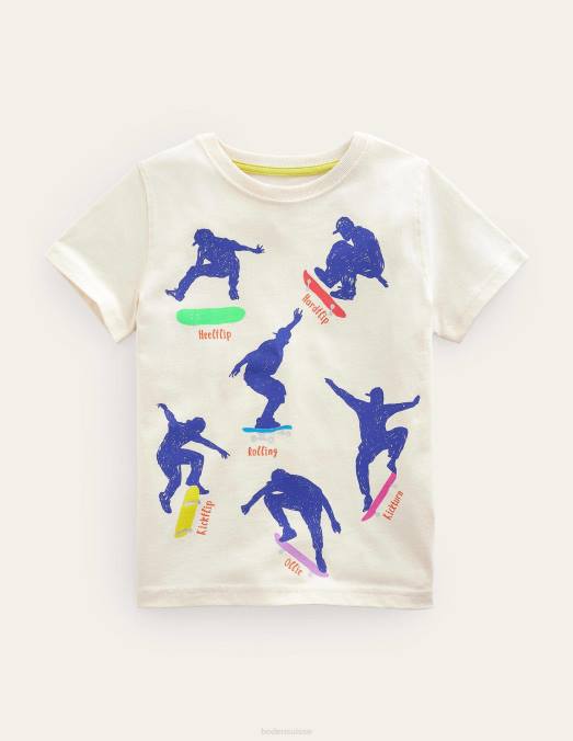 Boden vêtements patineurs de gousse de vanille filles t-shirt d'éducation graphique LB2X3210