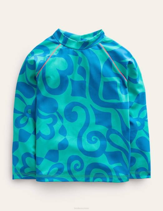 Boden vêtements pochoir d'été vert tropical filles gilet anti-éruption à motif LB2X2941