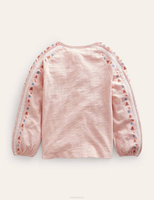Boden vêtements provence rose poudré filles haut en jersey brodé LB2X771