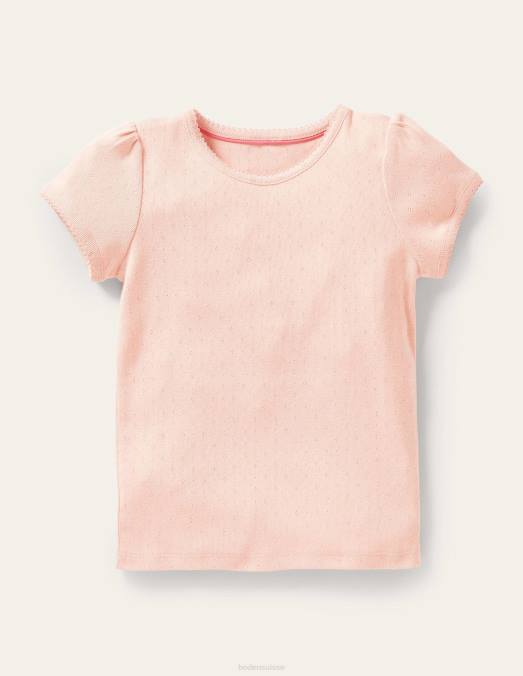 Boden vêtements provence rose poudré filles haut à manches courtes en pointelle LB2X768