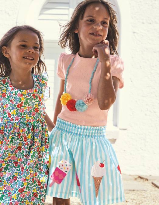 Boden vêtements provence rose poudré filles haut à manches courtes en pointelle LB2X768