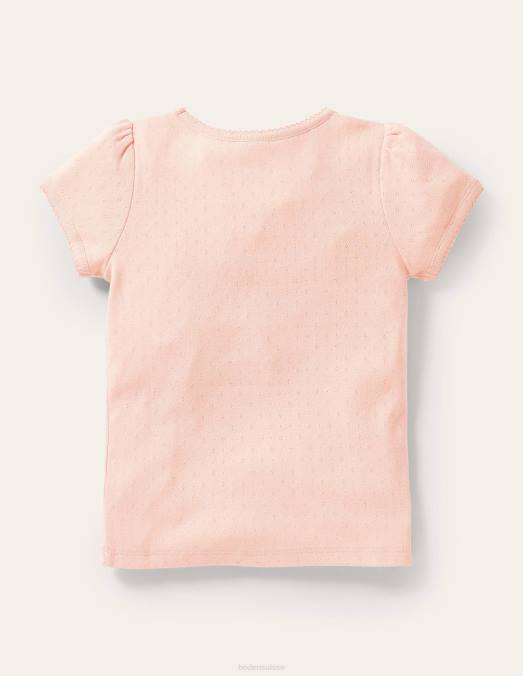 Boden vêtements provence rose poudré filles haut à manches courtes en pointelle LB2X768